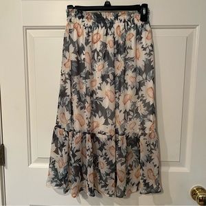 Lauren Conrad Midi Skirt in Tropical Floral, Size XS